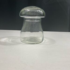 Vintage Clear Glass Mushroom Style Jar
